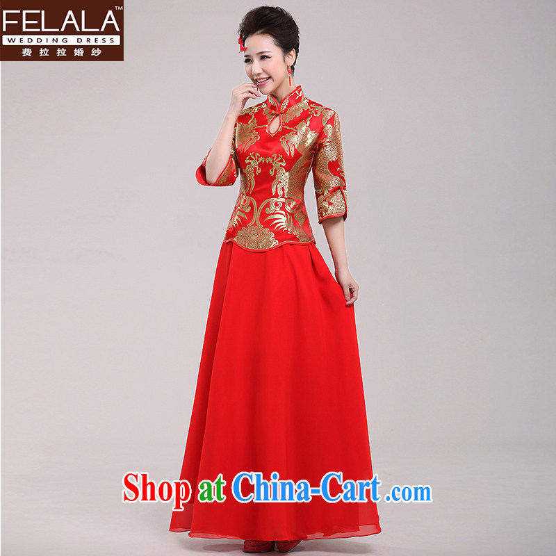 Ferrara winter red bridal toast dress Chinese Enhancement of Phoenix cheongsam long beauty dress M Suzhou shipping, La wedding (FELALA), and, on-line shopping