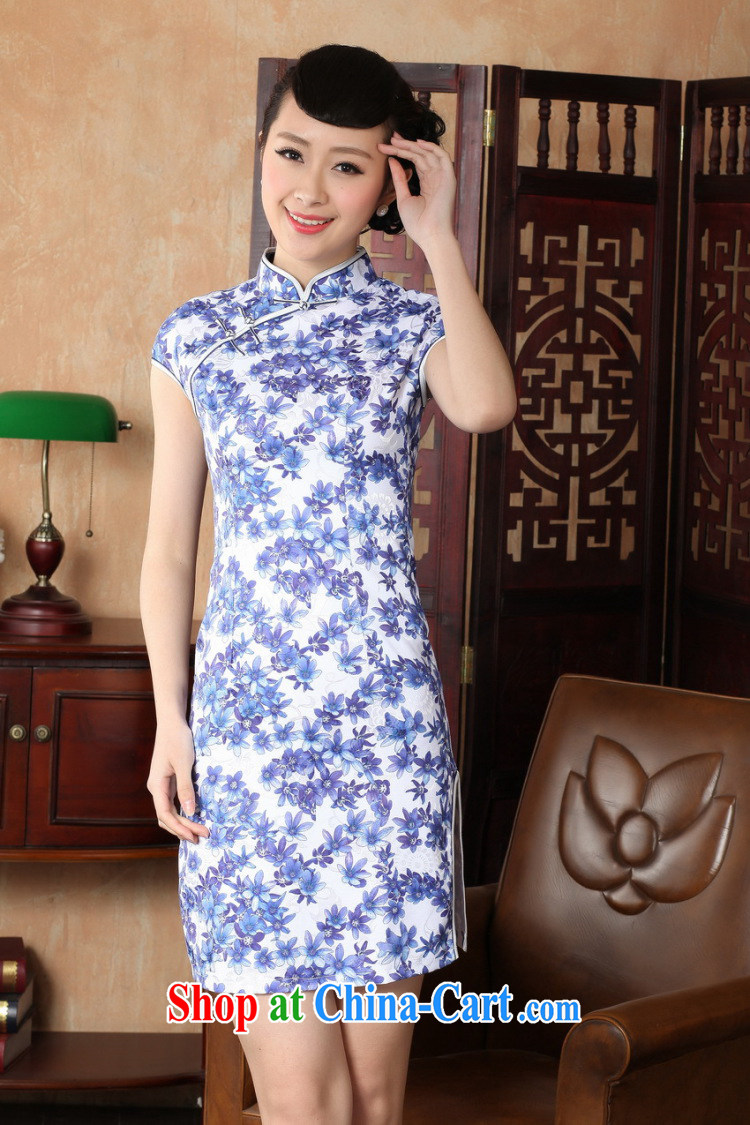 Jessup, new retro improved national wind, for manual for short-sleeved qipao Chinese antique dresses dresses TD 0223 #Blue on white flower XXL pictures, price, brand platters! Elections are good character, the national distribution, so why buy now enjoy more preferential! Health