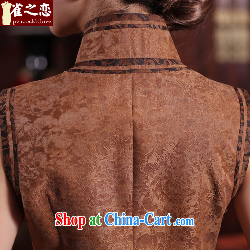 Birds love seeing equine 2015 spring new traditional suzhou embroidery silk fragrant cloud yarn retro dresses brown XXL, birds love, and shopping on the Internet