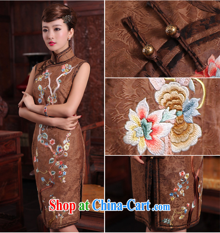 Birds love seeing equine 2015 spring new traditional suzhou embroidery silk fragrant cloud yarn antique dresses brown XXL pictures, price, brand platters! Elections are good character, the national distribution, so why buy now enjoy more preferential! Health