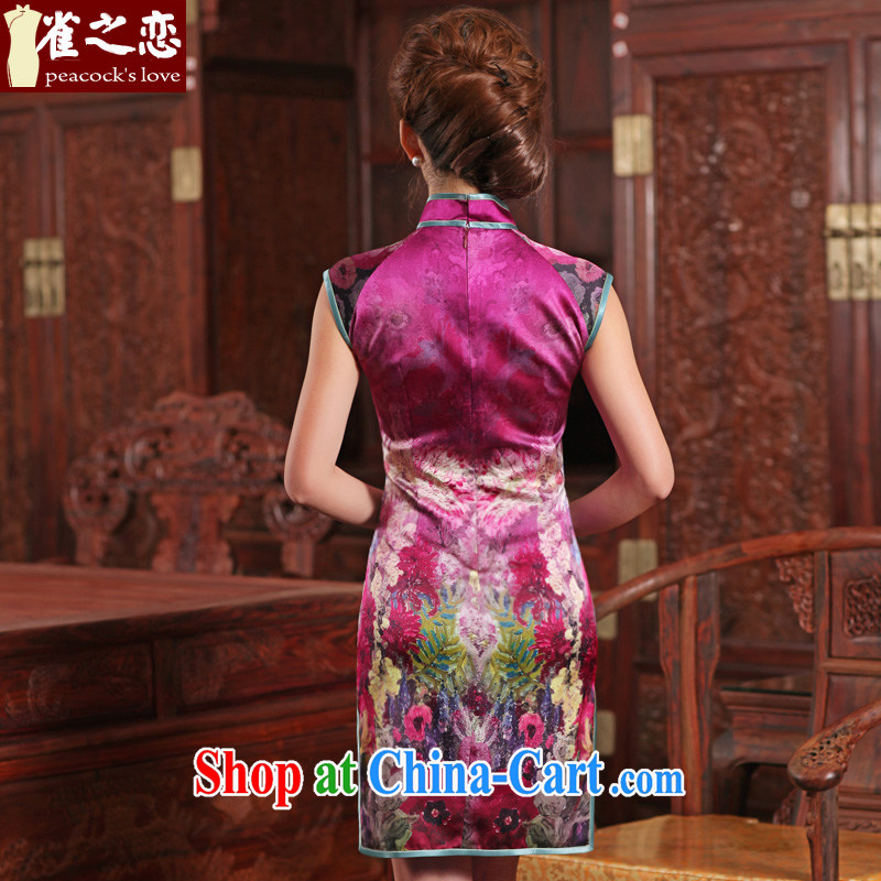 One of such land and blandishments, Lau, Colombia 2015 spring new cheongsam dress stylish and refined luxury sauna silk short Silk Dresses purple XXL, birds love, and shopping on the Internet