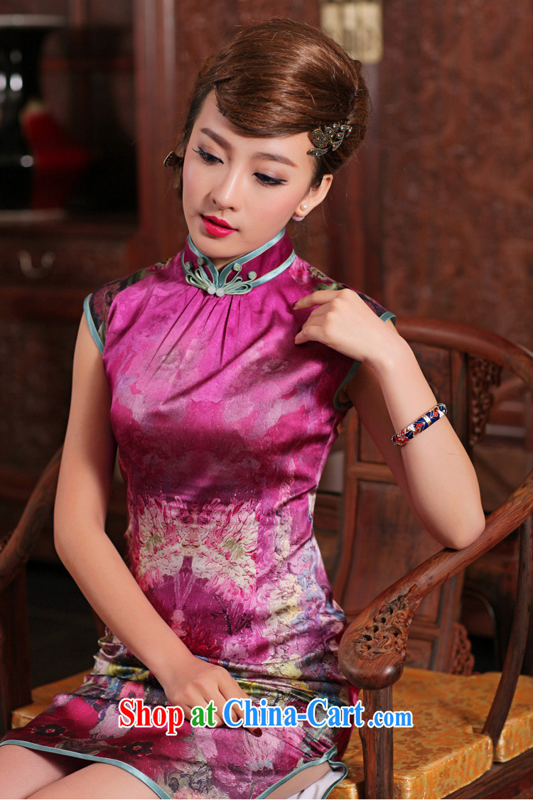 One of such land and blandishments, Lau, Colombia 2015 spring new cheongsam dress stylish and refined luxury sauna silk short Silk Dresses purple XXL pictures, price, brand platters! Elections are good character, the national distribution, so why buy now enjoy more preferential! Health