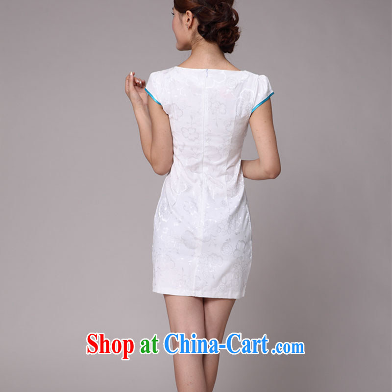 2015 new dress cheongsam dress summer improved Stylish retro beauty everyday dresses dresses short dresses, if white XXL, micro-ching, shopping on the Internet