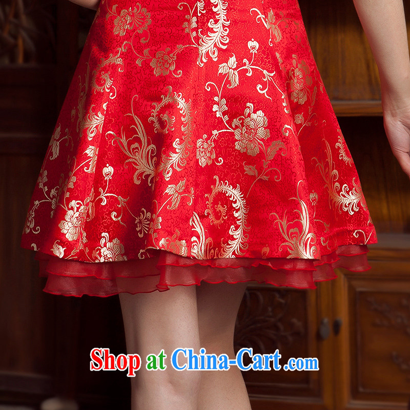 Princess New Products Listing stylish improved cheongsam dress short dress cheongsam dress red L, giggling, shopping on the Internet