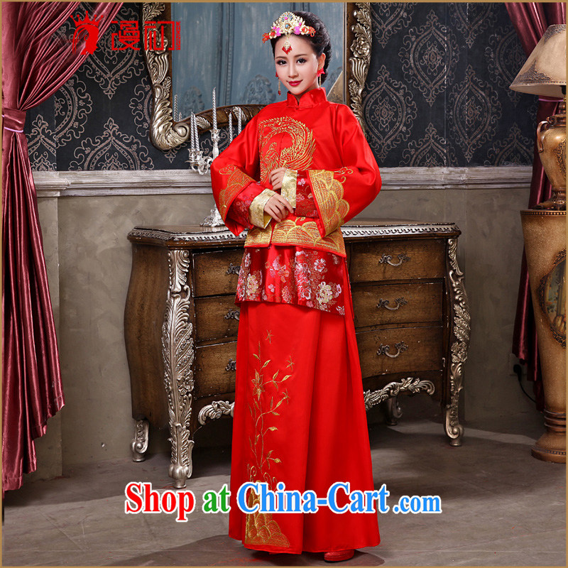 Early definition 2015 new Chinese Antique toast serving female Red-su wo service marriages long-sleeved qipao married Yi red are code, early definition, shopping on the Internet