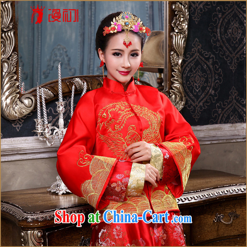 Early definition 2015 new Chinese Antique toast serving female Red-su wo service marriages long-sleeved qipao married Yi red are code, early definition, shopping on the Internet