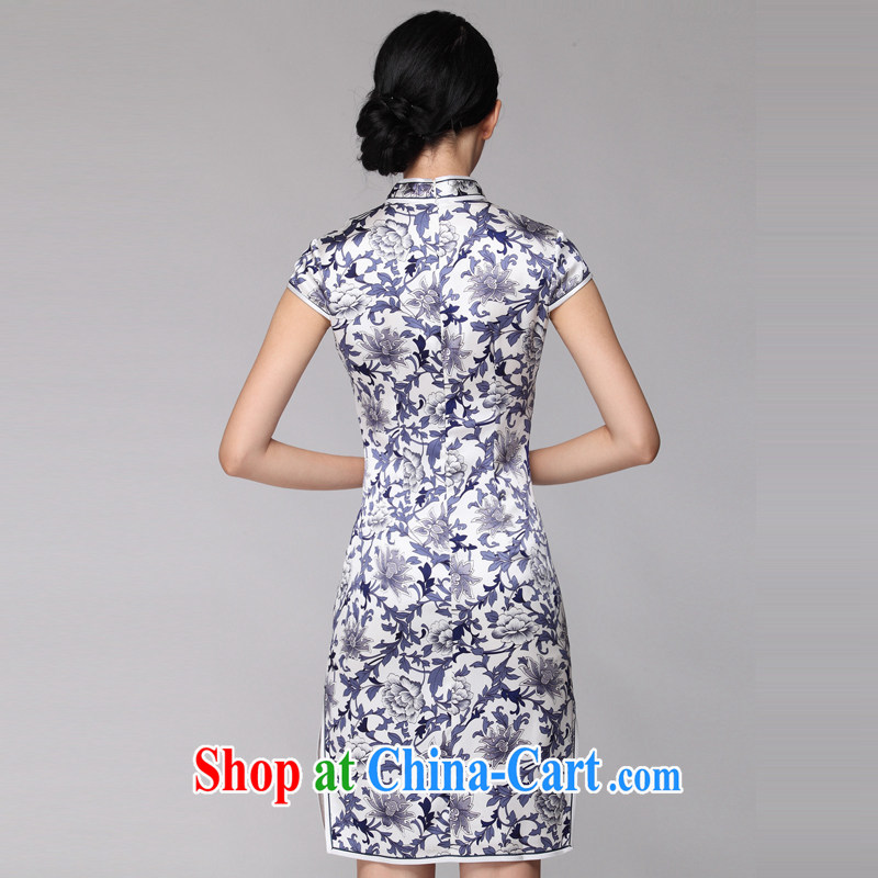 Silk Dresses summer improved standard blue and white porcelain Tang Women's clothes, silk, long ZS 002 blue and white porcelain XXL (2 feet 4 waist, CHOSHAN LADIES, shopping on the Internet