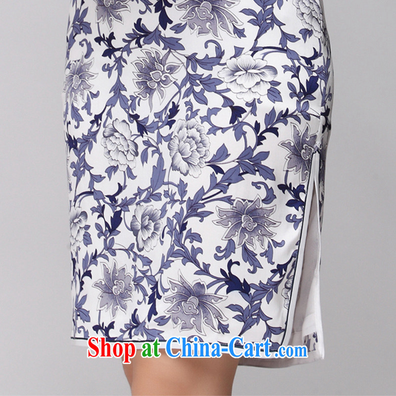Silk Dresses summer improved standard blue and white porcelain Tang Women's clothes, silk, long ZS 002 blue and white porcelain XXL (2 feet 4 waist, CHOSHAN LADIES, shopping on the Internet