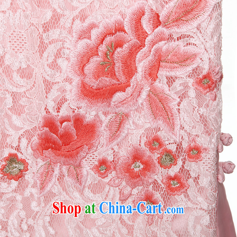Wood is really a summer 2015 new female Chinese Embroidery and elegant dress sleeveless short cheongsam package mail 21,951 19 light pink XL, wood really has, on-line shopping