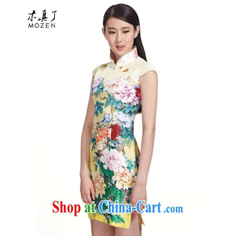 Wood is really the MOZEN summer 2015 China wind, for cultivating silk short cheongsam girls package mail 00,960 13 yellow XL