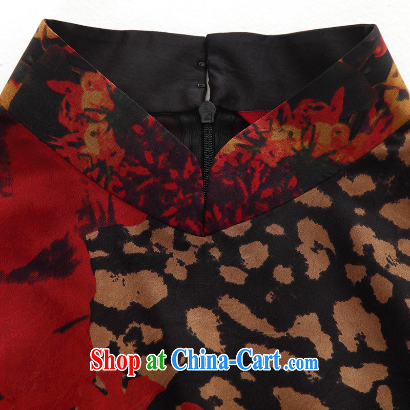 Wood is really the 2015 spring and summer New Silk Leopard stamp short cheongsam Chinese dresses 00 32,459 mottled XXL (B), wood really has, shopping on the Internet
