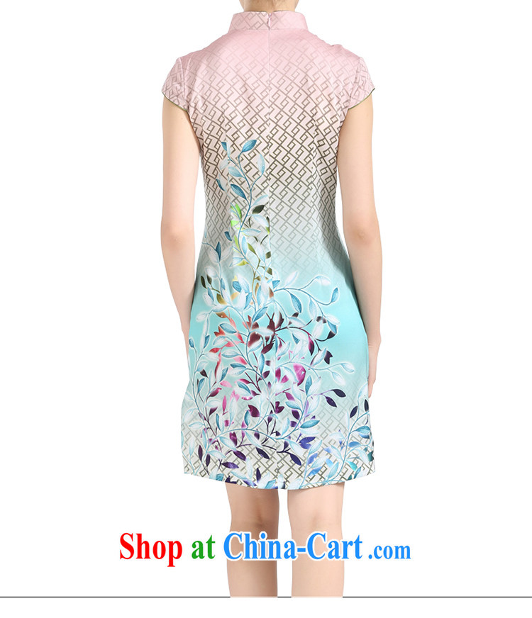 Summer clearance summer clearance snow cuff spring and summer 2014 new Jurchen Silk Cheongsam dress big sauna silk stamp silk girls skirt light blue XL pictures, price, brand platters! Elections are good character, the national distribution, so why buy now enjoy more preferential! Health