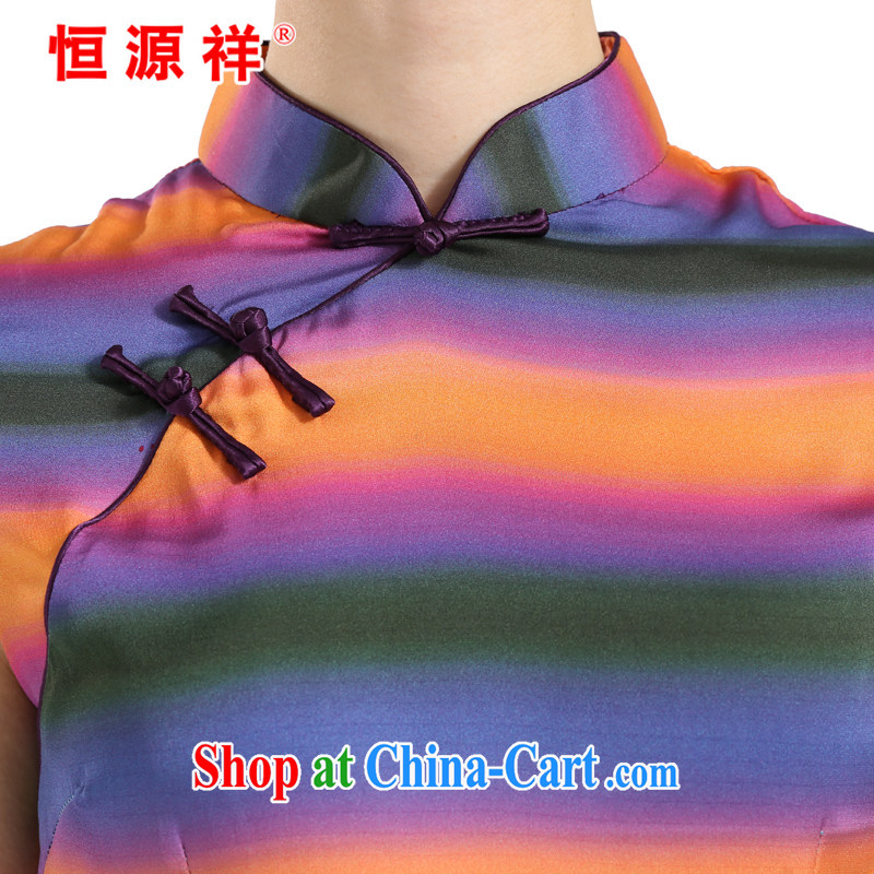 HANG SENG Yuen Cheung-2014 spring and summer new paragraph for the Jurchen Silk Cheongsam sauna silk The silk silk girls dress Rainbow XXL, Hengyuan Cheung, shopping on the Internet