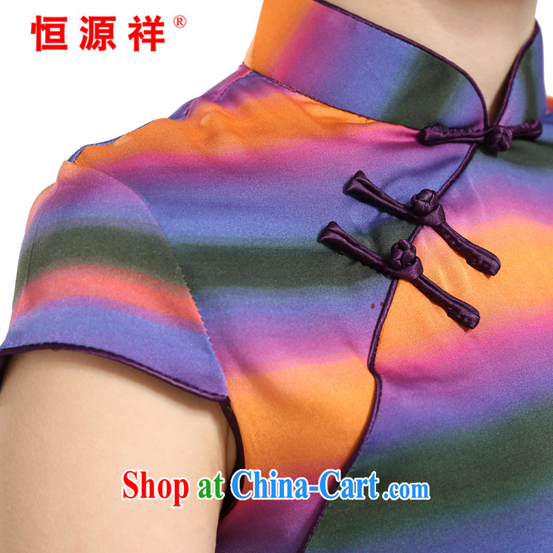 HANG SENG Yuen Cheung-2014 spring and summer new paragraph for the Jurchen Silk Cheongsam sauna silk The silk silk girls dress Rainbow XXL, Hengyuan Cheung, shopping on the Internet