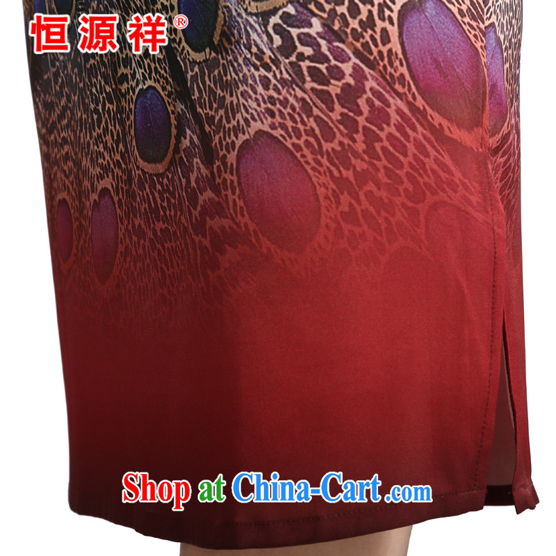HANG SENG Yuen Cheung-2015 spring and summer new, Ms. dos santos cheongsam silk further skirts, for female stamp Silk Dresses red XXL, Hengyuan Cheung, shopping on the Internet
