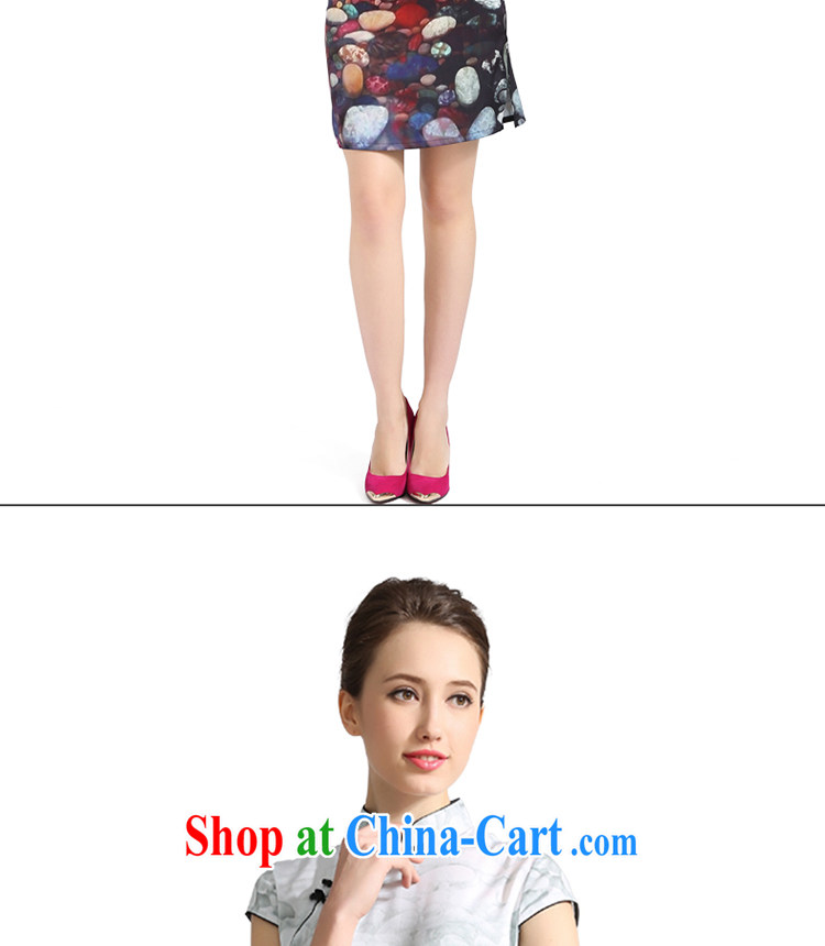 Snow cuff 2014 spring and summer Jurchen, Silk Cheongsam sauna silk heavy silk Silk Dresses stamp silk skirt white M pictures, price, brand platters! Elections are good character, the national distribution, so why buy now enjoy more preferential! Health