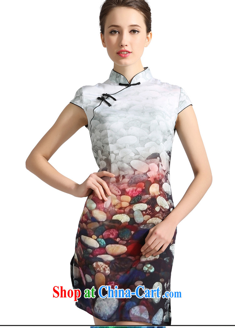 Snow cuff 2014 spring and summer Jurchen, Silk Cheongsam sauna silk heavy silk Silk Dresses stamp silk skirt white M pictures, price, brand platters! Elections are good character, the national distribution, so why buy now enjoy more preferential! Health