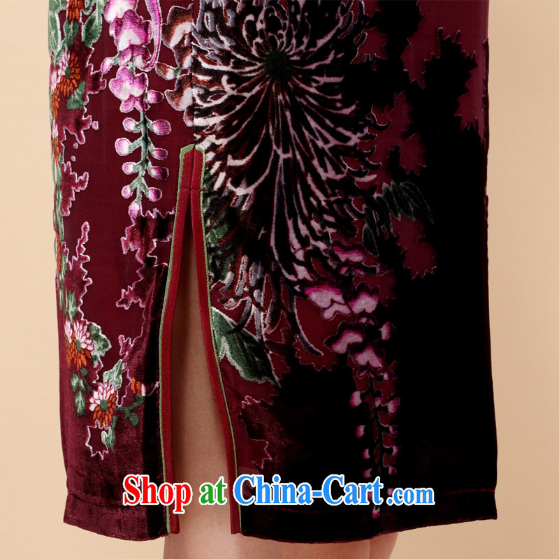 True velvet cheongsam dress summer dress improved wedding mother banquet C 1160 purple XXXL (2 feet 4 waist, CHOSHAN LADIES, shopping on the Internet