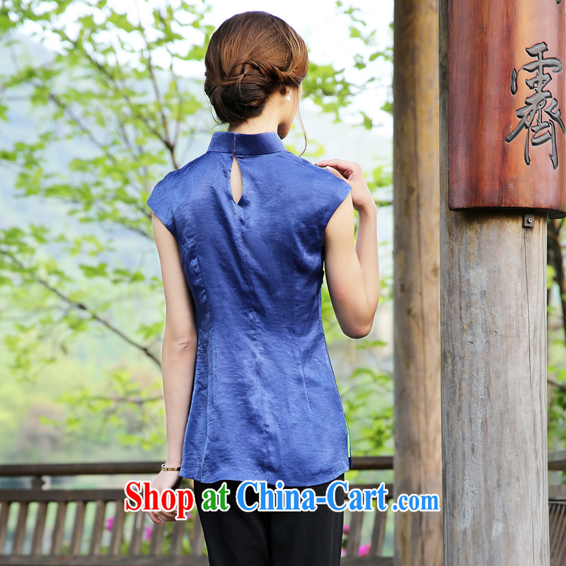 The CYD HO Kwun Tong' clear color, Chinese T-shirt summer 2015 antique Chinese beauty T-shirt G 13,518 blue XXL, Sau looked Tang, shopping on the Internet