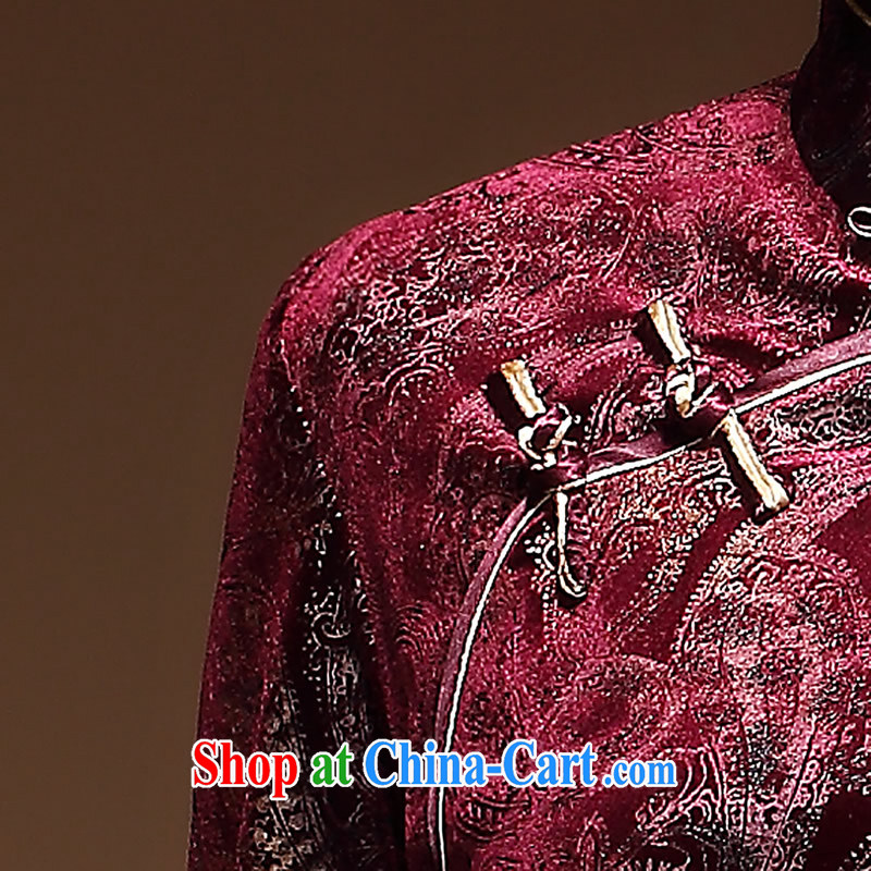 The CYD HO Kwun Tong' Chan in Hong Kong older upscale velvet dresses 2015 spring, long sleeves in cheongsam dress skirt QZ 3812 wine red M, Sau looked Tang, shopping on the Internet