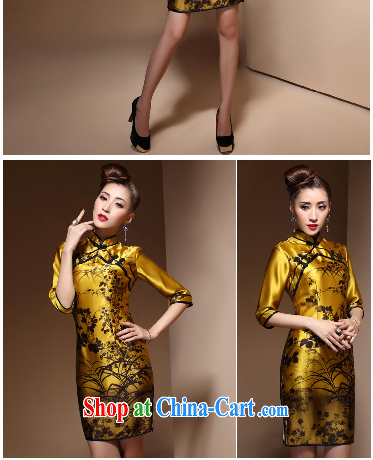 The CYD HO Kwun Tong Jin, Cayman 2015 spring new cuff in Silk Cheongsam sauna silk retro dresses skirts QZ 3811 gold XL pictures, price, brand platters! Elections are good character, the national distribution, so why buy now enjoy more preferential! Health