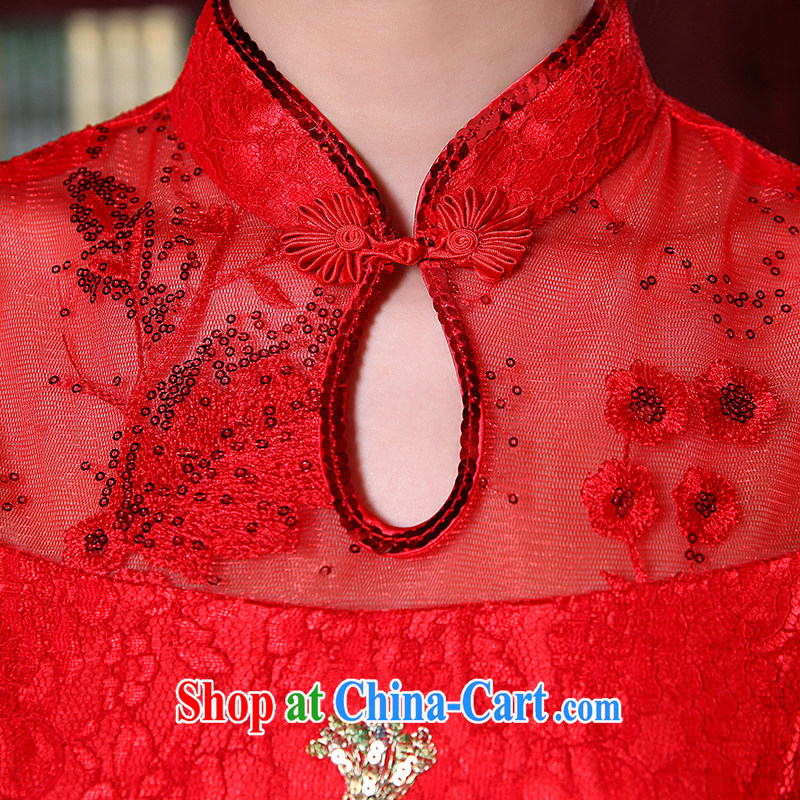 There is embroidery bridal Chinese improved in short, short, short-sleeved beauty floral bridal wedding bridal dresses red XXL Suzhou shipment and it is absolutely not a bride, shopping on the Internet