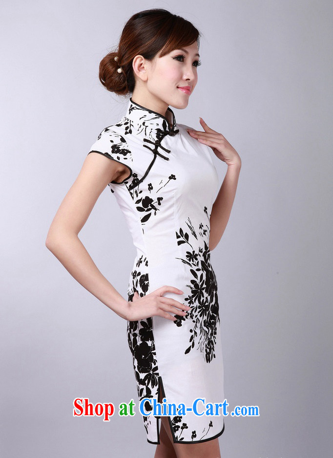 Jessup, new retro improved manual for short-sleeve and collar cheongsam dress Chinese cheongsam qipao cotton TD #0174 white saffron XXL pictures, price, brand platters! Elections are good character, the national distribution, so why buy now enjoy more preferential! Health