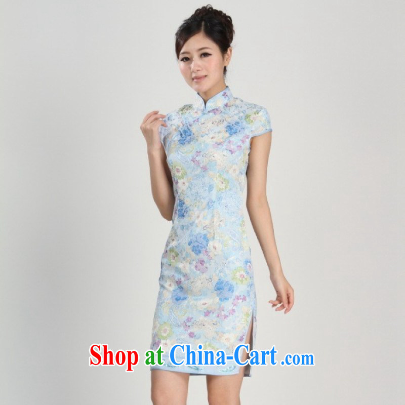 Nigeria, the 2014 new spring and summer, for China wind improved short-sleeved, long, short dresses with performance clothing - 1 blue S, Nigeria, and, shopping on the Internet