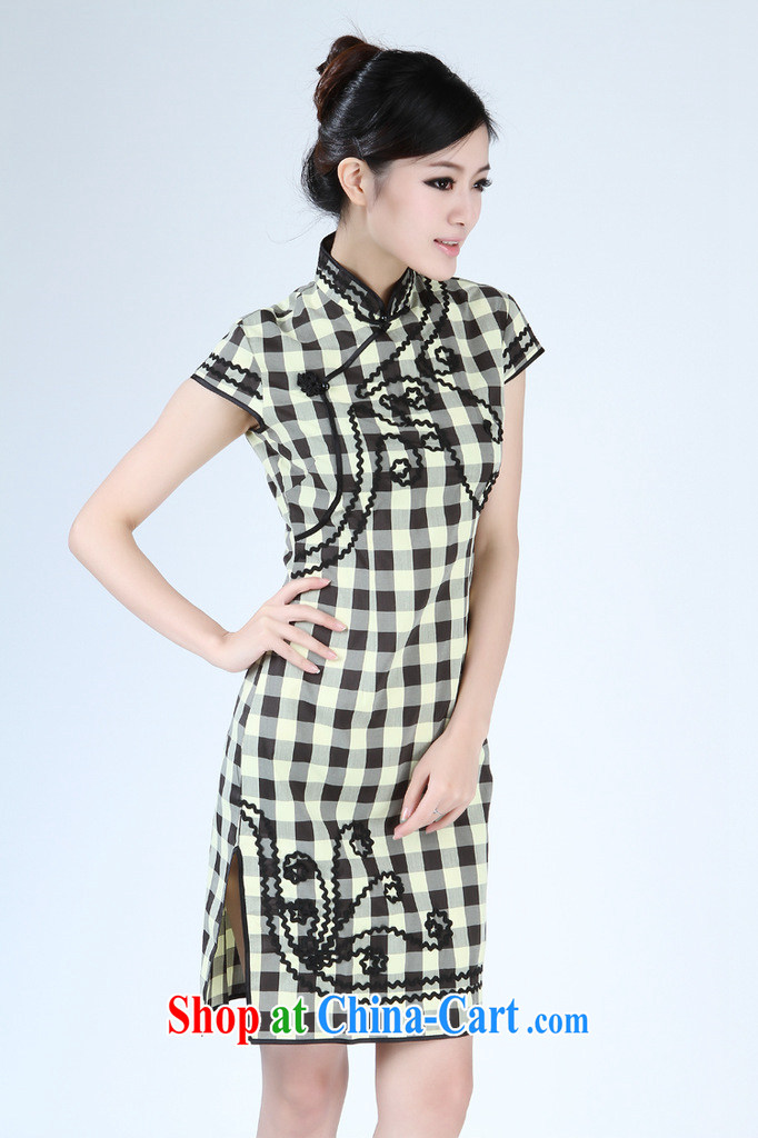 Floor is still building female new summer, for grid China wind improved short-sleeved qipao Chinese female - 1 red 2 XL pictures, price, brand platters! Elections are good character, the national distribution, so why buy now enjoy more preferential! Health