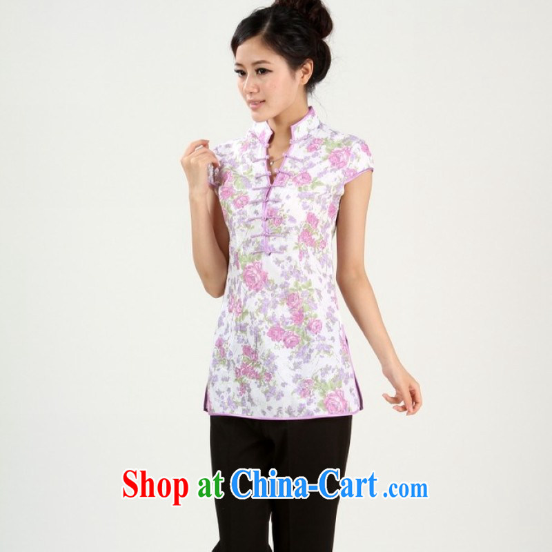 Floor is still building female loading to payment new summer, short-sleeved, in hand painted Chinese wind improved cheongsam Chinese female - 1 purple 2 XL