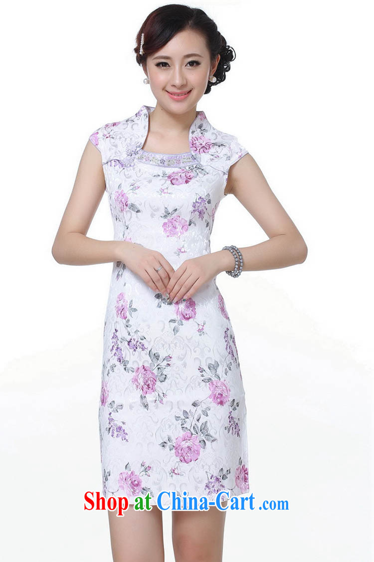 Summer 2015 new Stylish retro high-end jacquard cotton Stamp field for improved short rust-'s graphics waist cheongsam dress D 0106 purple 165/L pictures, price, brand platters! Elections are good character, the national distribution, so why buy now enjoy more preferential! Health
