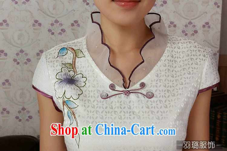 Jessup, new, improved retro lace-collar hand-tie short-sleeved cultivating cheongsam dress cheongsam Chinese Chinese clothing TD 0188 #white XXL pictures, price, brand platters! Elections are good character, the national distribution, so why buy now enjoy more preferential! Health