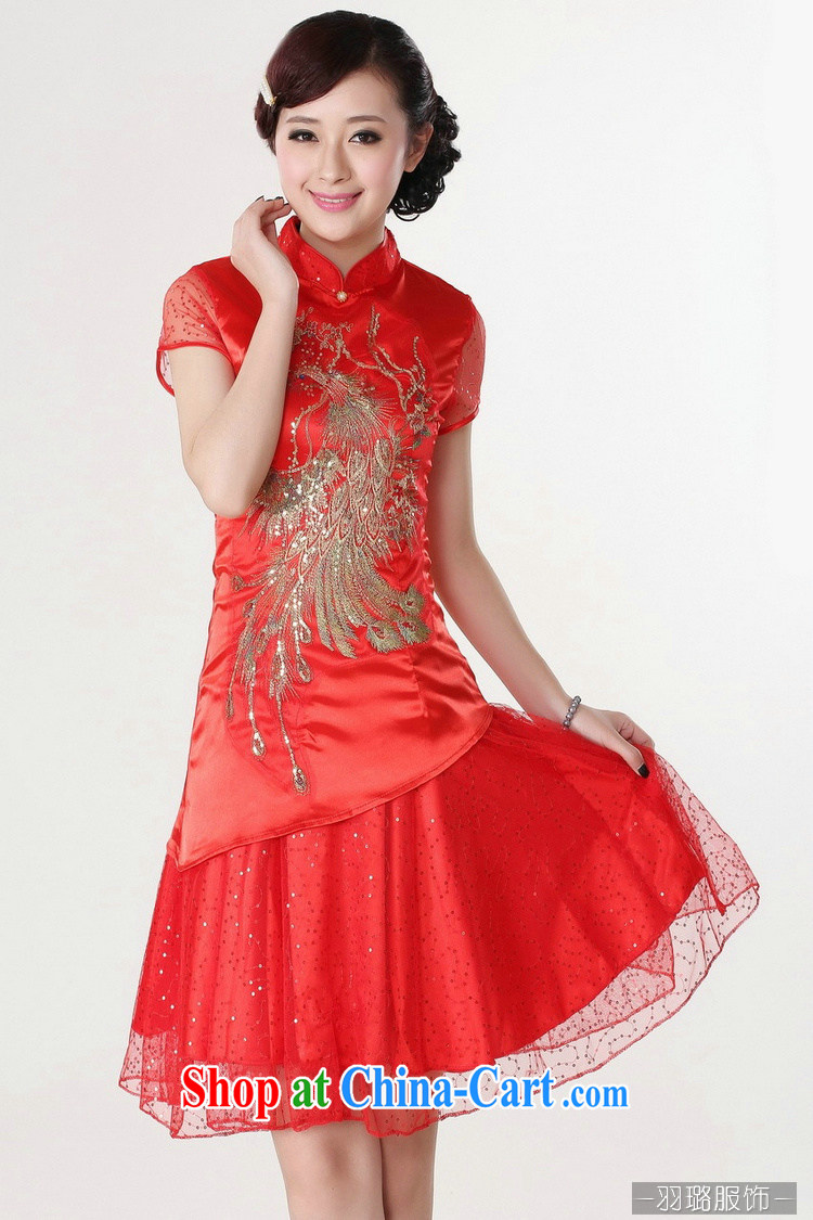 Jessup, new, improved, short-sleeved staple Pearl embroidered cheongsam dress Chinese cheongsam improved cheongsam TD 0190 #red XXL pictures, price, brand platters! Elections are good character, the national distribution, so why buy now enjoy more preferential! Health