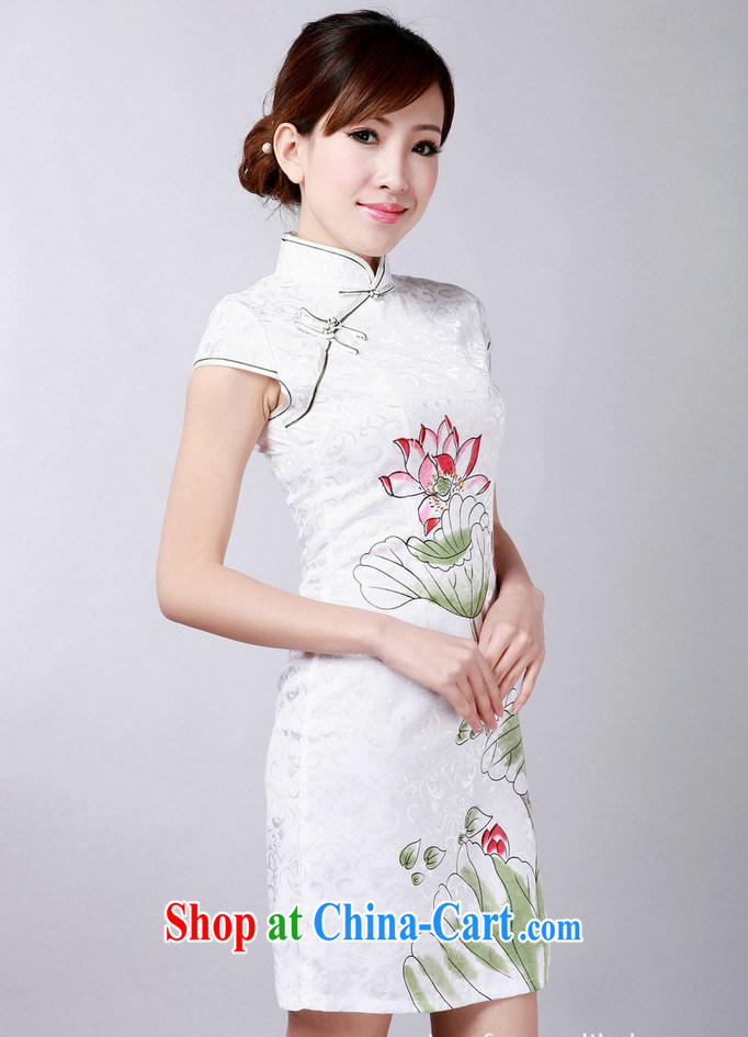 Jessup, new retro improved, for manual for short-sleeved stamp cheongsam dress Chinese cheongsam hand-painted robes TD 0178 #white XXL pictures, price, brand platters! Elections are good character, the national distribution, so why buy now enjoy more preferential! Health
