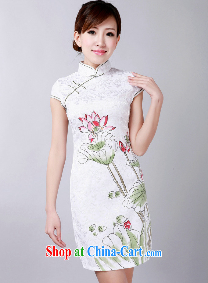 Jessup, new retro improved, for manual for short-sleeved stamp cheongsam dress Chinese cheongsam hand-painted robes TD 0178 #white XXL pictures, price, brand platters! Elections are good character, the national distribution, so why buy now enjoy more preferential! Health