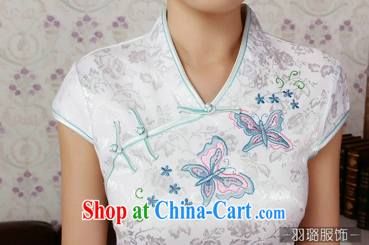 Jessup, new retro improved national embroidered short sleeves V collar cheongsam dress cheongsam Chinese Chinese qipao TD 0186 #white XXL pictures, price, brand platters! Elections are good character, the national distribution, so why buy now enjoy more preferential! Health