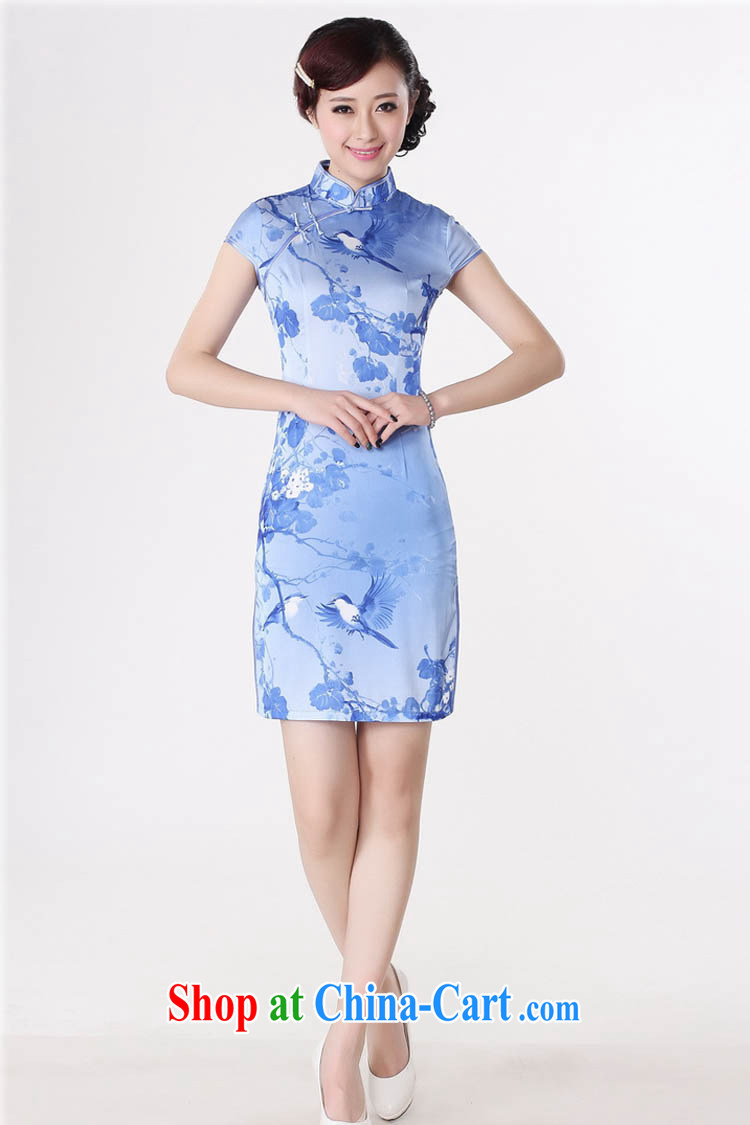 Summer 2015 new Stylish retro high-end silk hand-tie stamp duty, for improved short-sleeved low-power's graphics waist cheongsam dress D A 0197 light gray 165/L pictures, price, brand platters! Elections are good character, the national distribution, so why buy now enjoy more preferential! Health