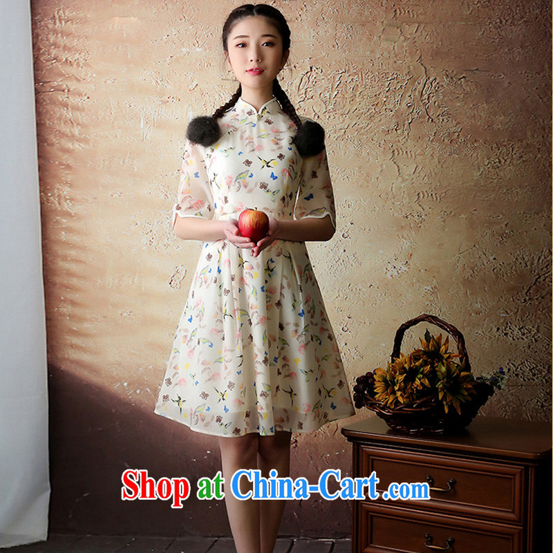 once and for all the proverbial hero Yu spring and summer with new, improved cheongsam Stylish retro cheongsam dress female cheongsam dress yellow S, fatally jealous once and for all, and, on-line shopping