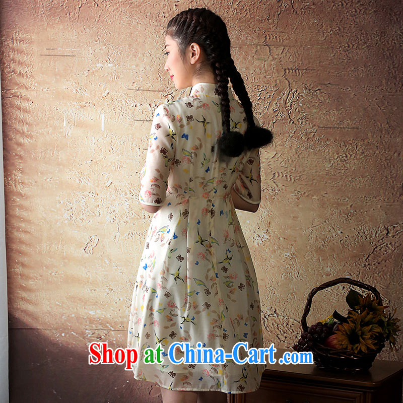once and for all the proverbial hero Yu spring and summer with new, improved cheongsam Stylish retro cheongsam dress female cheongsam dress yellow S, fatally jealous once and for all, and, on-line shopping