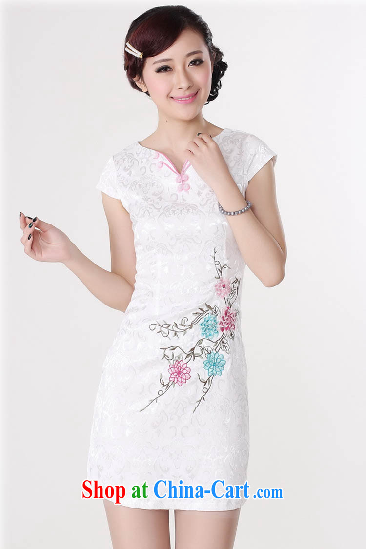 Ko Yo Mephidross beauty summer 2015 new stylish retro improved cheongsam dress jacquard cotton-tie V collar short-sleeved retro stamp cheongsam D 0214 white 175/2 XL pictures, price, brand platters! Elections are good character, the national distribution, so why buy now enjoy more preferential! Health