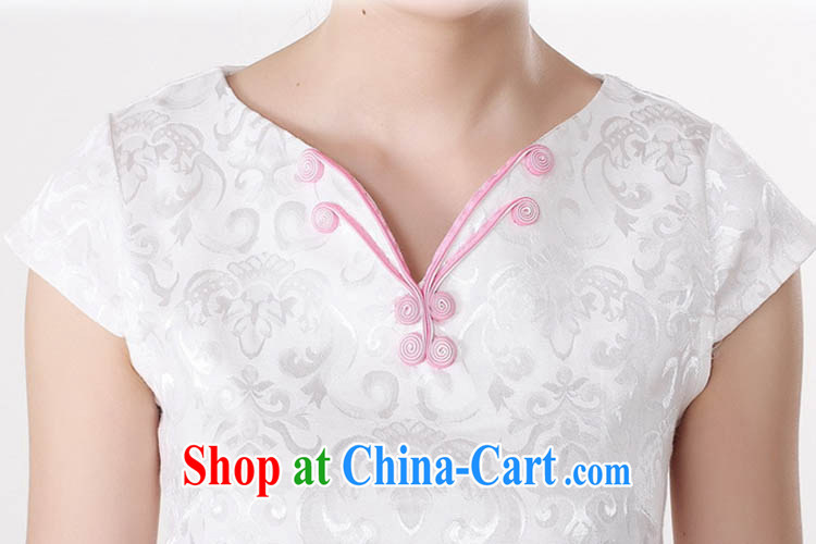 Ko Yo Mephidross beauty summer 2015 new stylish retro improved cheongsam dress jacquard cotton-tie V collar short-sleeved retro stamp cheongsam D 0214 white 175/2 XL pictures, price, brand platters! Elections are good character, the national distribution, so why buy now enjoy more preferential! Health
