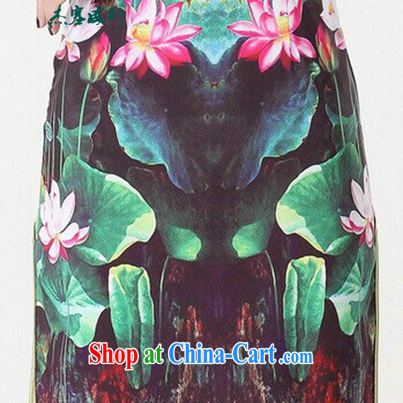 Jessup, new, improved, for the stamp duty charge short-sleeved qipao dresses girls dresses Chinese qipao Lotus TD 0193 #green XXL, Jessup, and shopping on the Internet