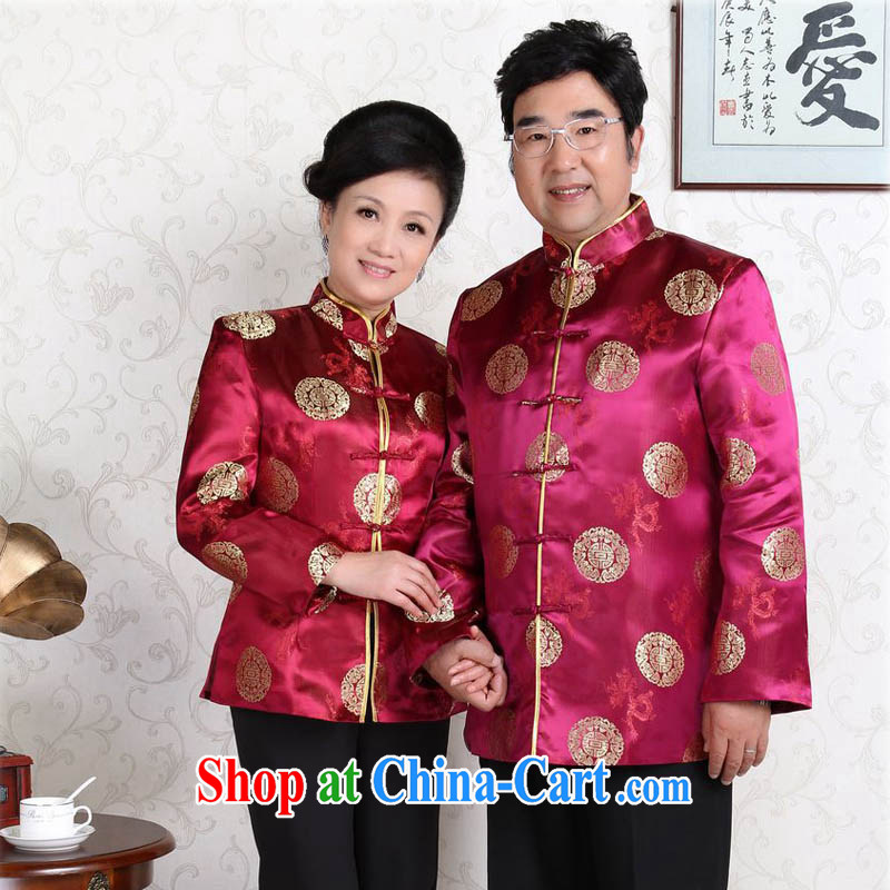 Middle-aged and older couples with Tang Tang on men and women, spring and summer jackets T-shirt Dad loaded with her mother to life wedding show Clothing Gifts J 0058 red female, 165/L, capital city sprawl, shopping on the Internet