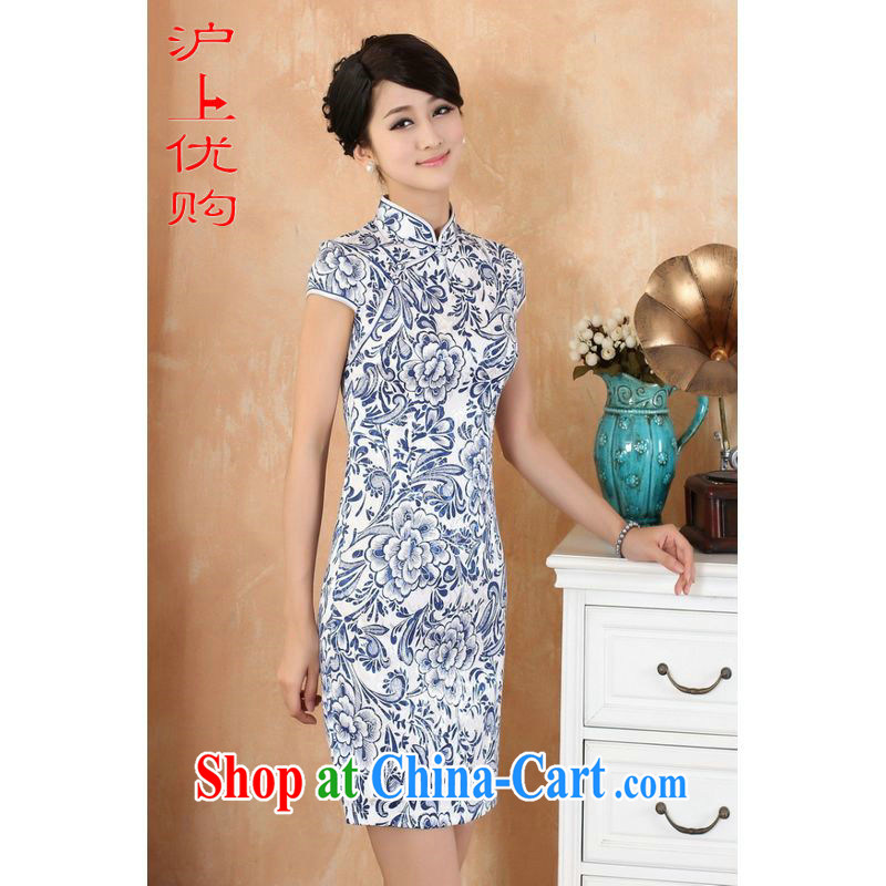 Shanghai, optimize purchase cheongsam dress summer improved retro dresses, for a tight cotton stamp Chinese improved cheongsam dress short white 2XL recommendations 120 - 130 jack