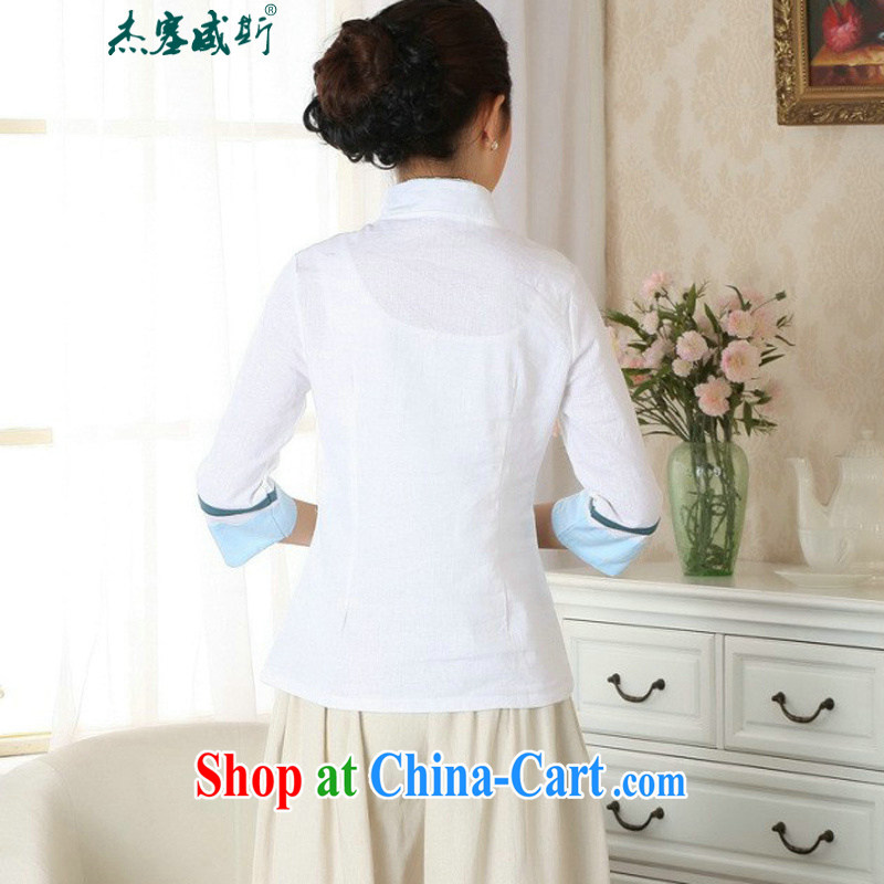 Jessup, new, improved, for manual for hand-painted dresses T-shirt cotton the Chinese Ethnic Wind women Chinese T-shirt shirt TA 0060 #white XXL, Jessup, and shopping on the Internet
