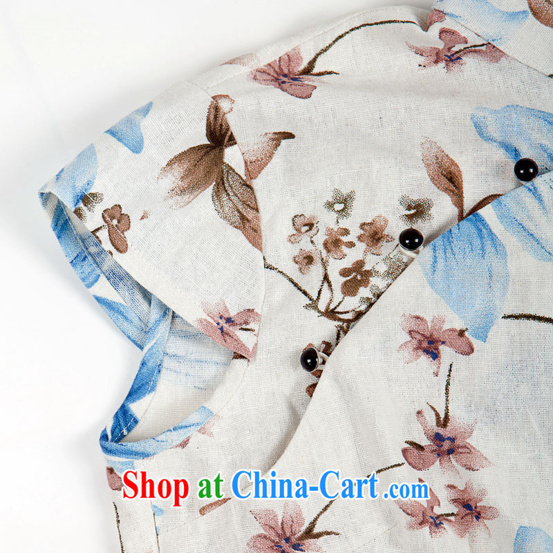 The proverbial hero once and for all -- the butterfly cotton Ms. Yau Ma Tei cheongsam shirt short-sleeved improved stylish summer T-shirt Chinese Tang Women's clothes ethnic wind WJ D 005, if 2 XL, fatally jealous once and for all, and, on-line shopping