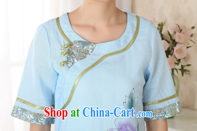 Jessup, new retro improved national wind round collar short-sleeved hand tie cotton Ma Chinese qipao Chinese T-shirt shirt TA 0055 # light blue M pictures, price, brand platters! Elections are good character, the national distribution, so why buy now enjoy more preferential! Health