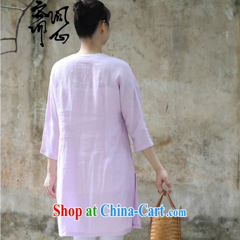 q heart Id al-Fitr (Spring/Summer new linen pixel color Chinese T-shirt/dress robes and elegant light purple round-neck collar Chinese-light purple manual will be done with 15 days, ask a vegetarian, shopping on the Internet