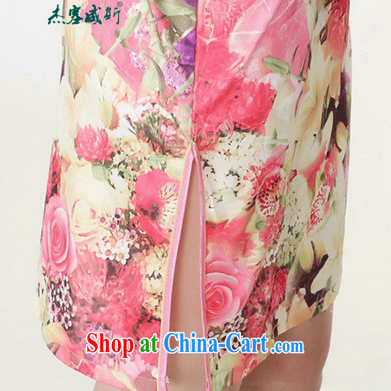 Jessup, new stylish and elegant, short-sleeved hand tie cheongsam dress Chinese cheongsam Chinese qipao TD 0198 #red XXL, Jessup, and shopping on the Internet