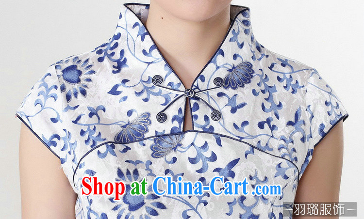 Jessup, new retro improved national, short-sleeved stamp manual tray snaps cheongsam dress Chinese cheongsam Chinese qipao TD 0207 #Blue on white flower XXL pictures, price, brand platters! Elections are good character, the national distribution, so why buy now enjoy more preferential! Health